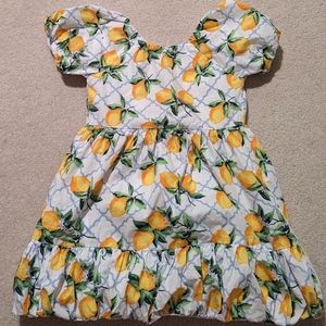 Janie and Jack Lemon Puff Sleeve Dress Girls 6